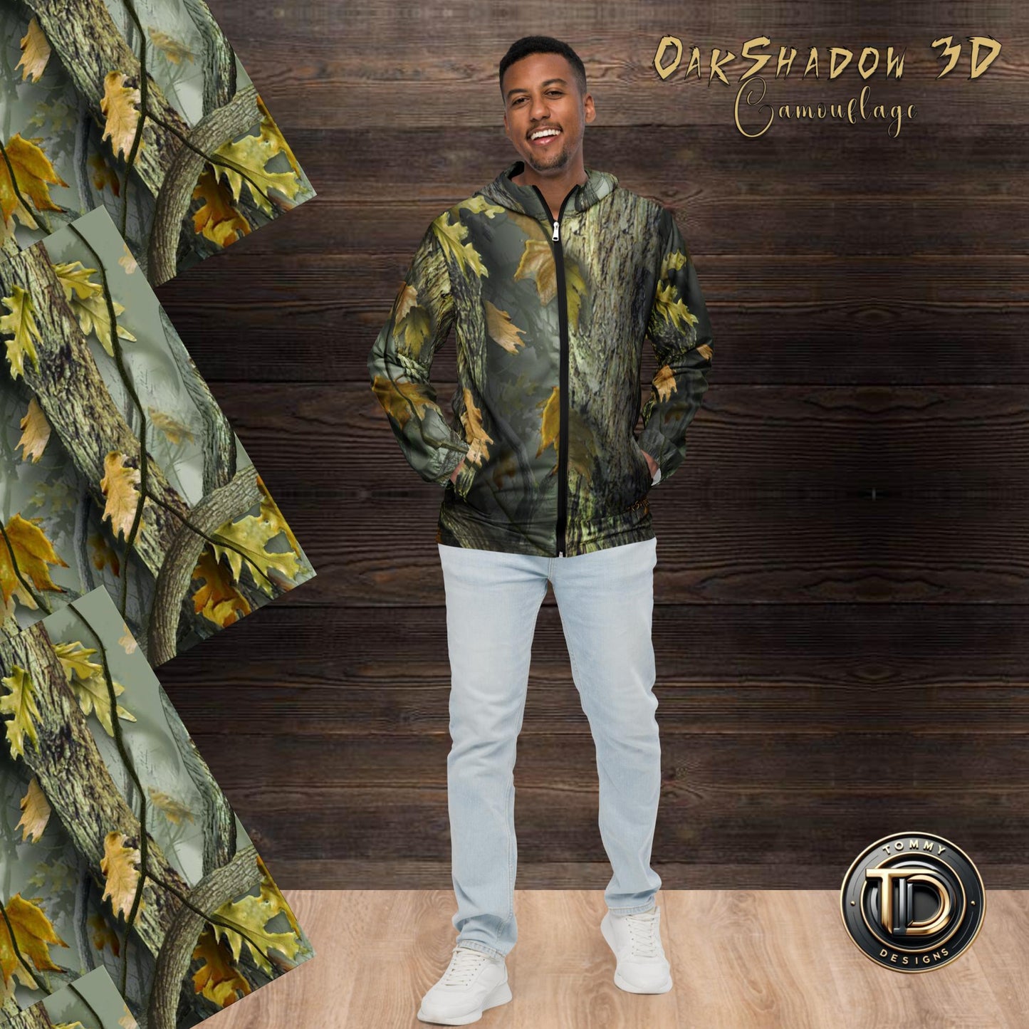  - OakShadow 3D Camouflage Men’s Windbreaker | Lightweight & Adventure-Ready -  - Product mockup - #tag1# - #tag2# - #tag1#