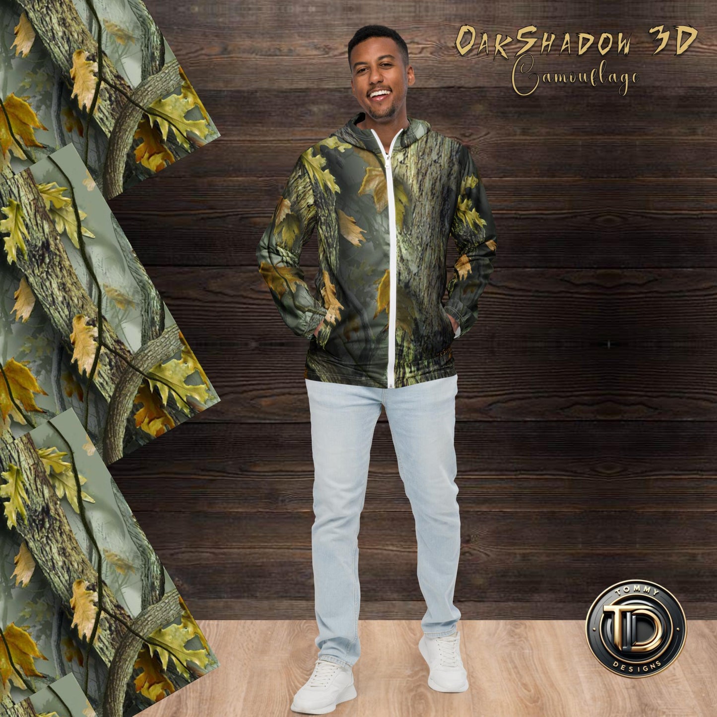  - OakShadow 3D Camouflage Men’s Windbreaker | Lightweight & Adventure-Ready -  - Product mockup - #tag1# - #tag2# - #tag1#