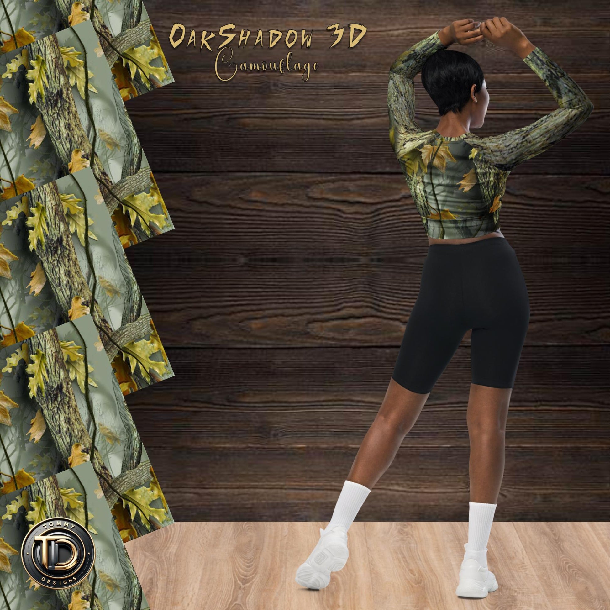  - OakShadowed 3D Camouflage Recycled Long-Sleeve Crop Top -  - Product mockup - #tag1# - #tag2# - #tag1#