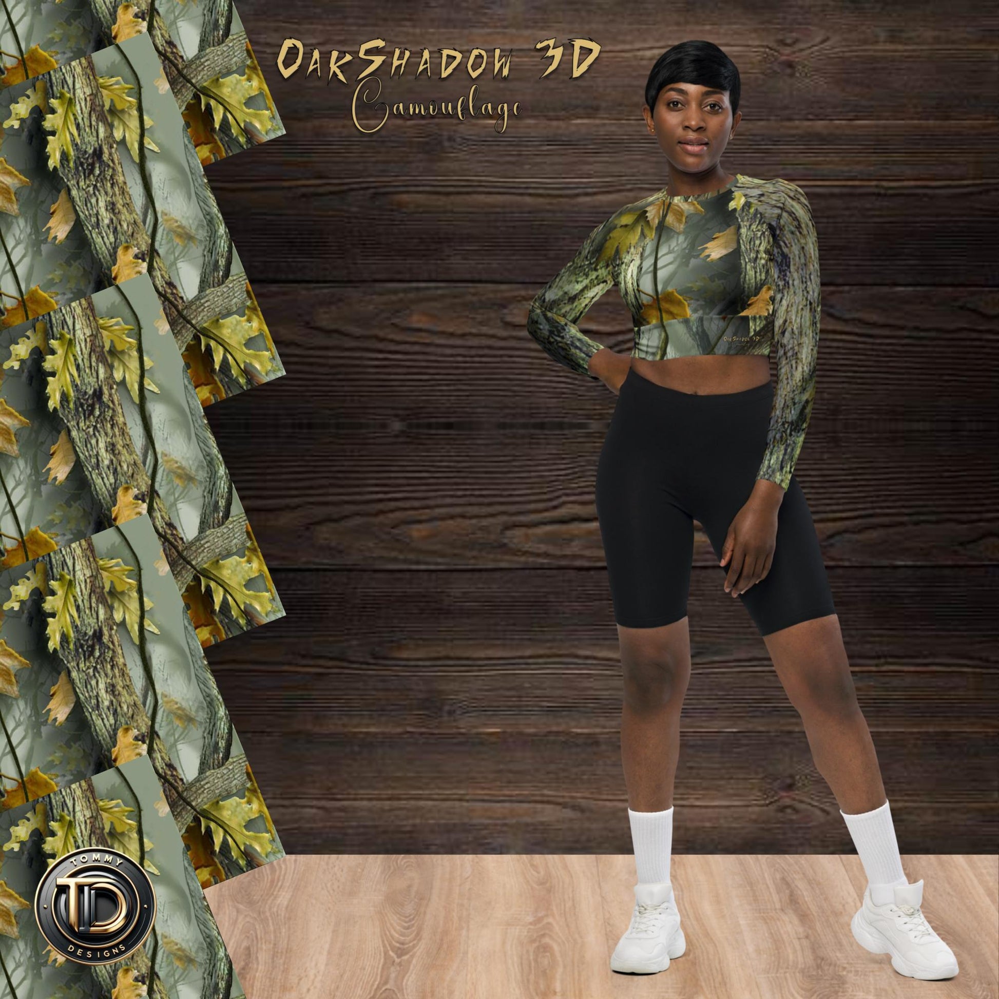  - OakShadowed 3D Camouflage Recycled Long-Sleeve Crop Top -  - Product mockup - #tag1# - #tag2# - #tag1#