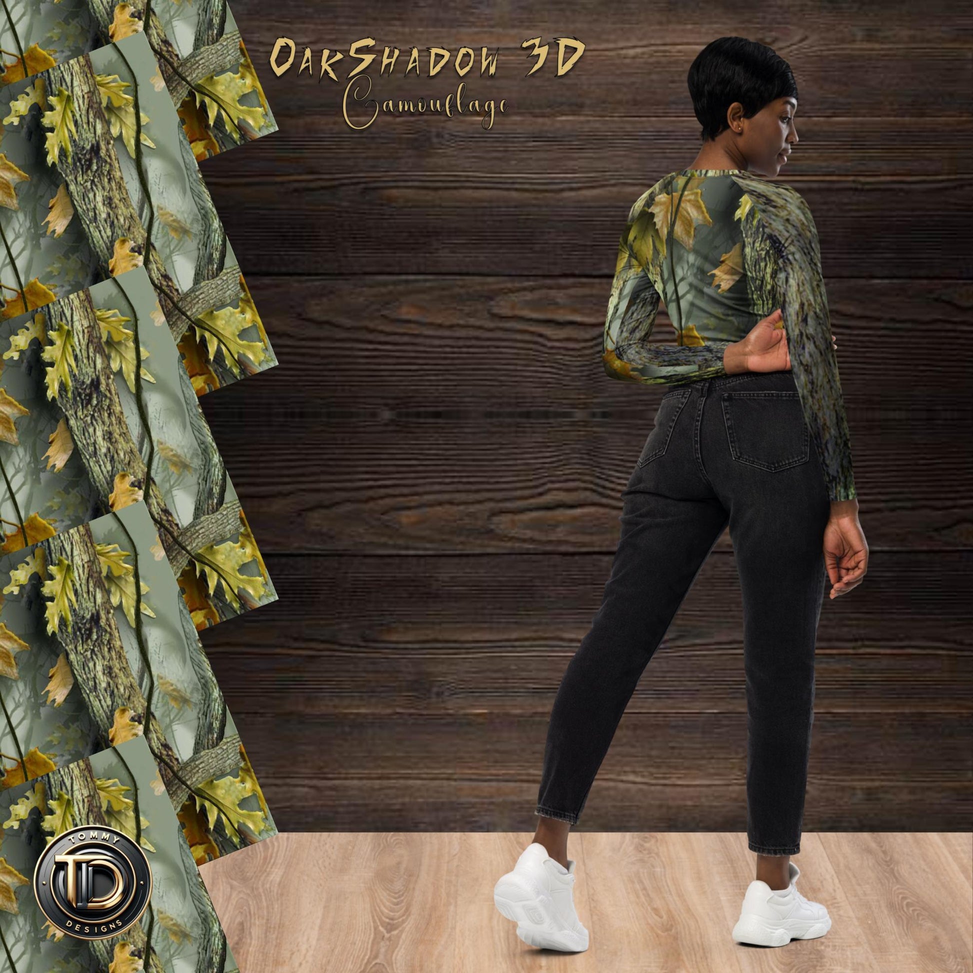  - OakShadowed 3D Camouflage Recycled Long-Sleeve Crop Top -  - Product mockup - #tag1# - #tag2# - #tag1#