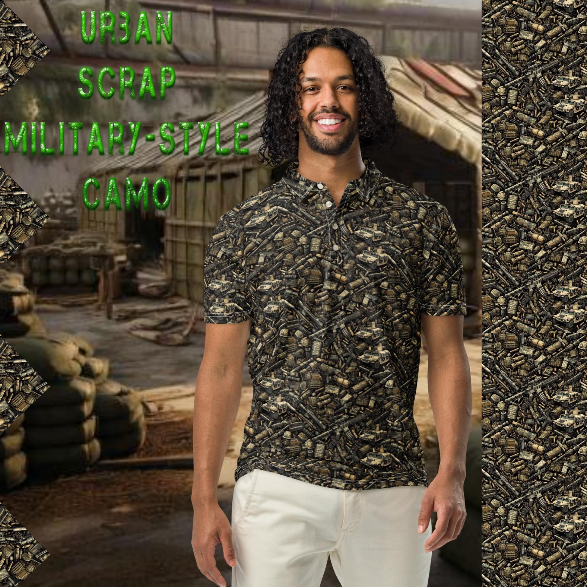  - Urban Scrap Camouflage Slim Fit Polo for Men – Stylish, Lightweight, & Versatile -  - Product mockup - #tag1# - #tag2# - #tag1#